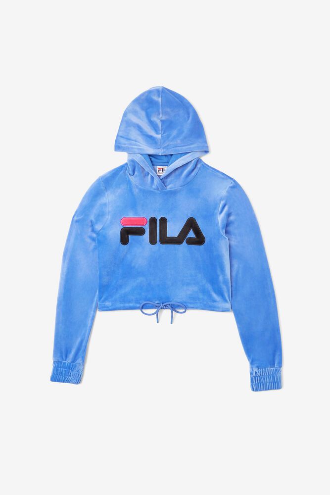 Fila Hoodie Aitana Crop Velour Womens Blue - India UKW-942035